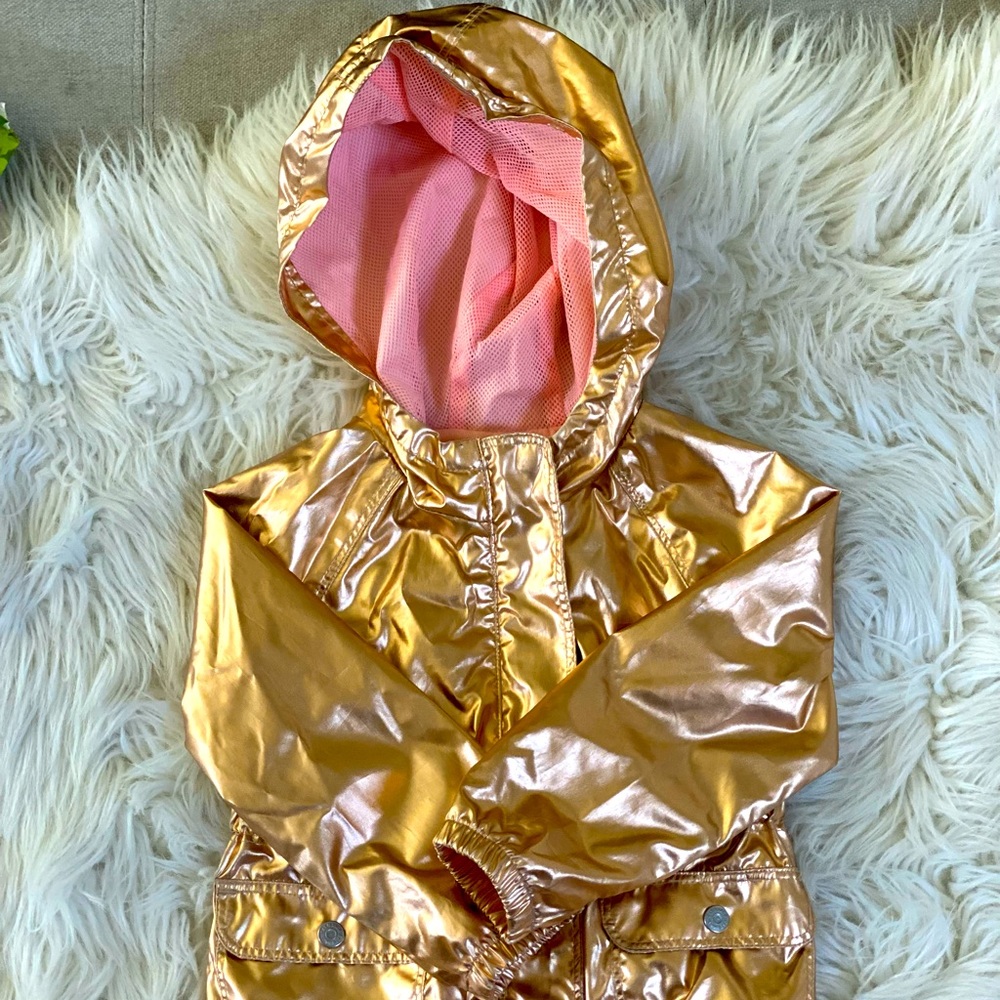 Cute Toddler Girl Metallic Raincoat Jacket